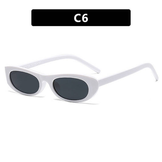 WOMEN NARROW FRAME RETRO OVAL SUNGLASSES