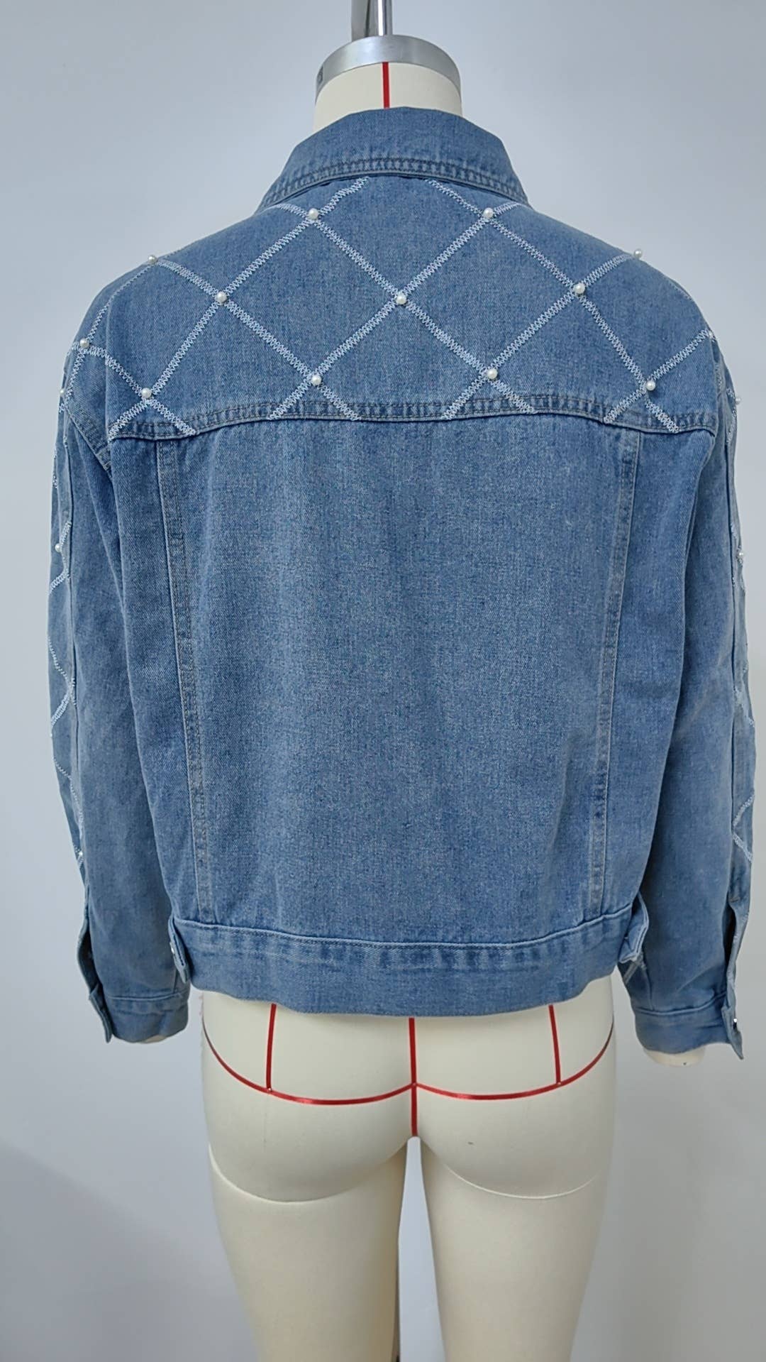 Wash denim embroidered beaded style coat
