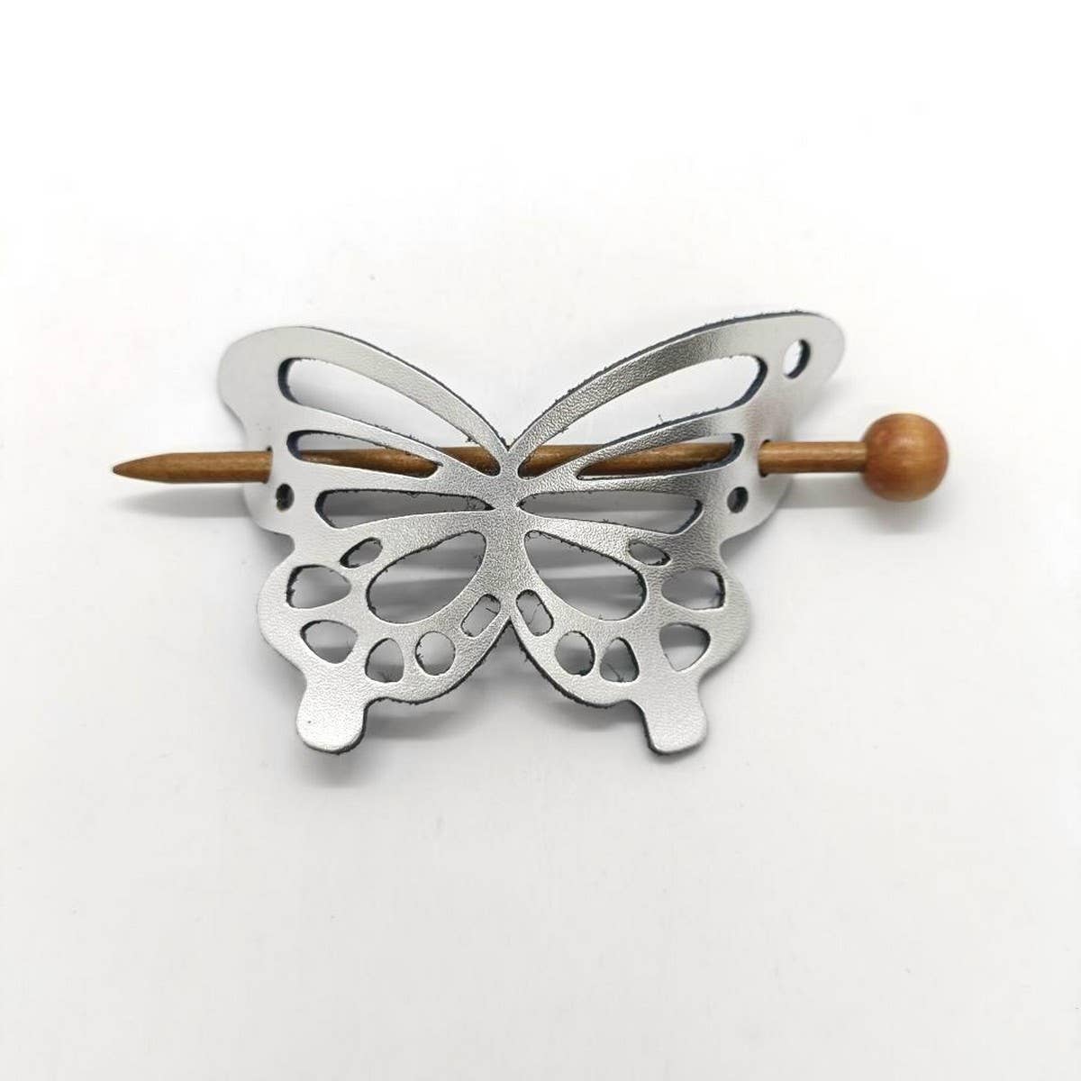 Metallic Leather Vintage Butterfly Hairpin