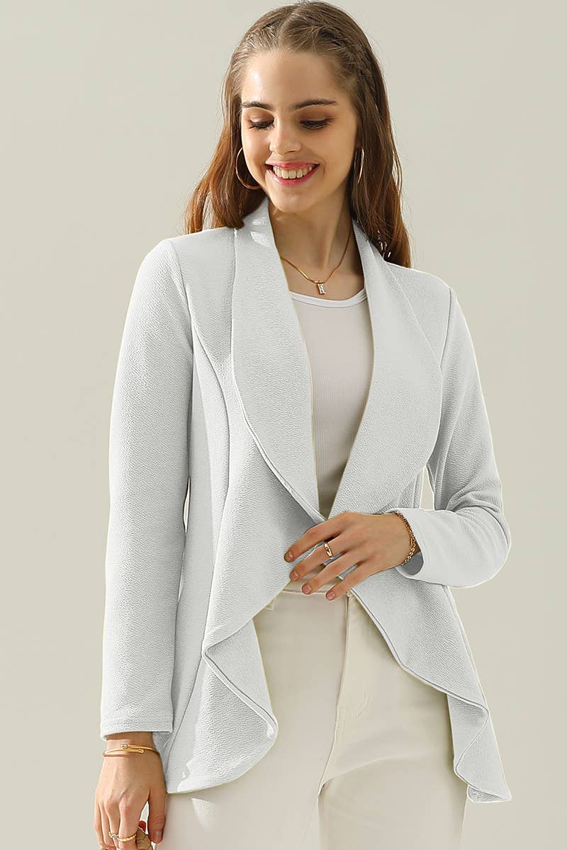 CWOBL090_Casual Work Long Sleeve Open Front Blazer