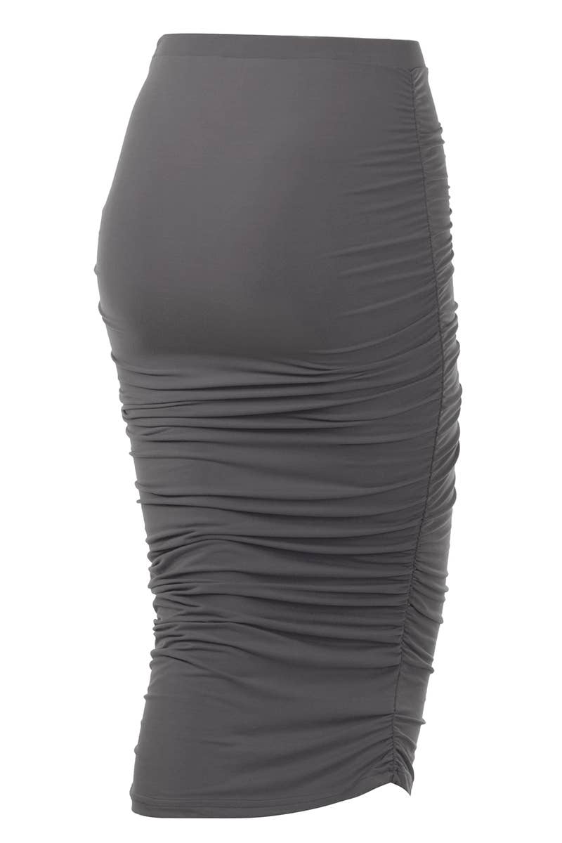 CWBMS070_PLUS Slim Fit Ruched Long Pencil Skirt