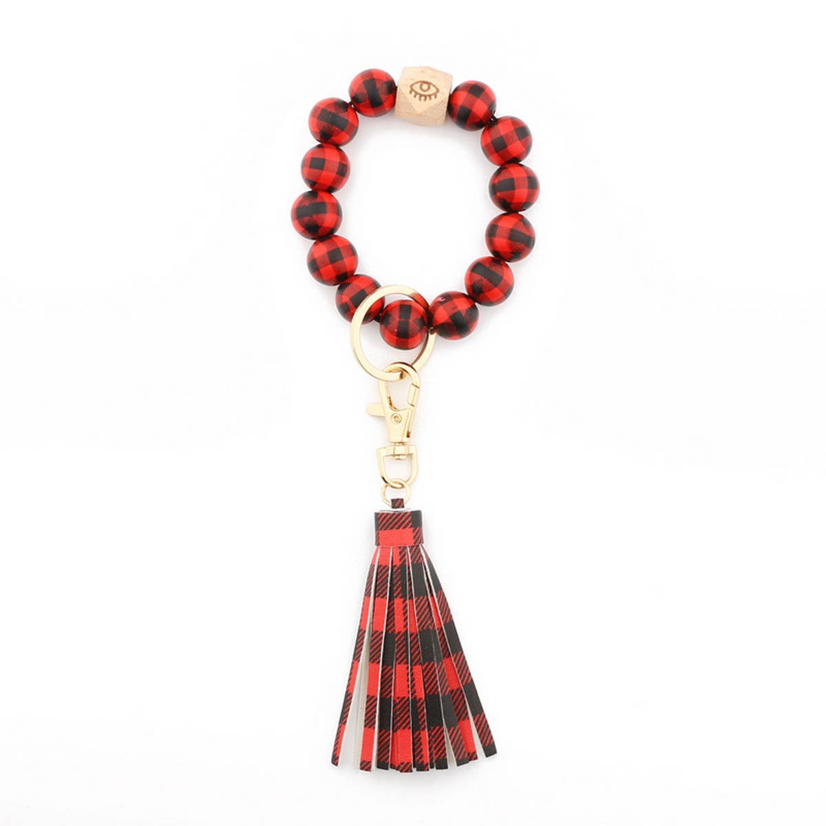TASSEL LATTICE WOODEN BEAD KEYCHAIN