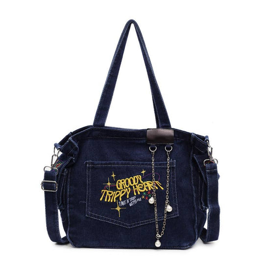 Fashionable casual versatile denim crossbody bag
