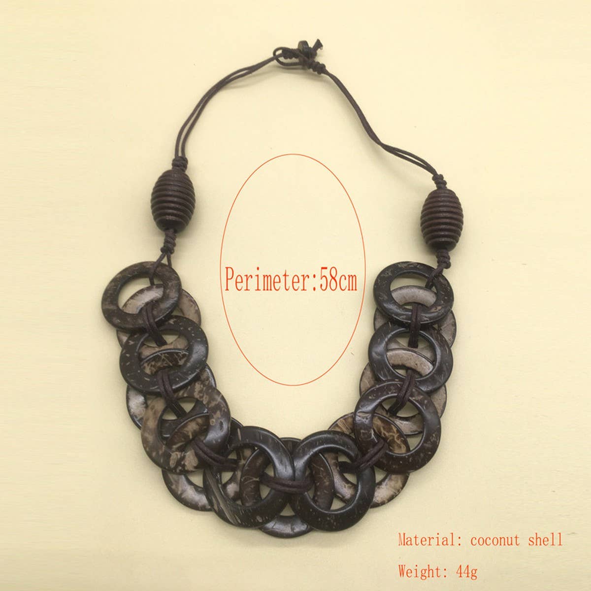 COCONUT SHELL HOLLOW INTERLOCKING BRAIDED NECKLACE