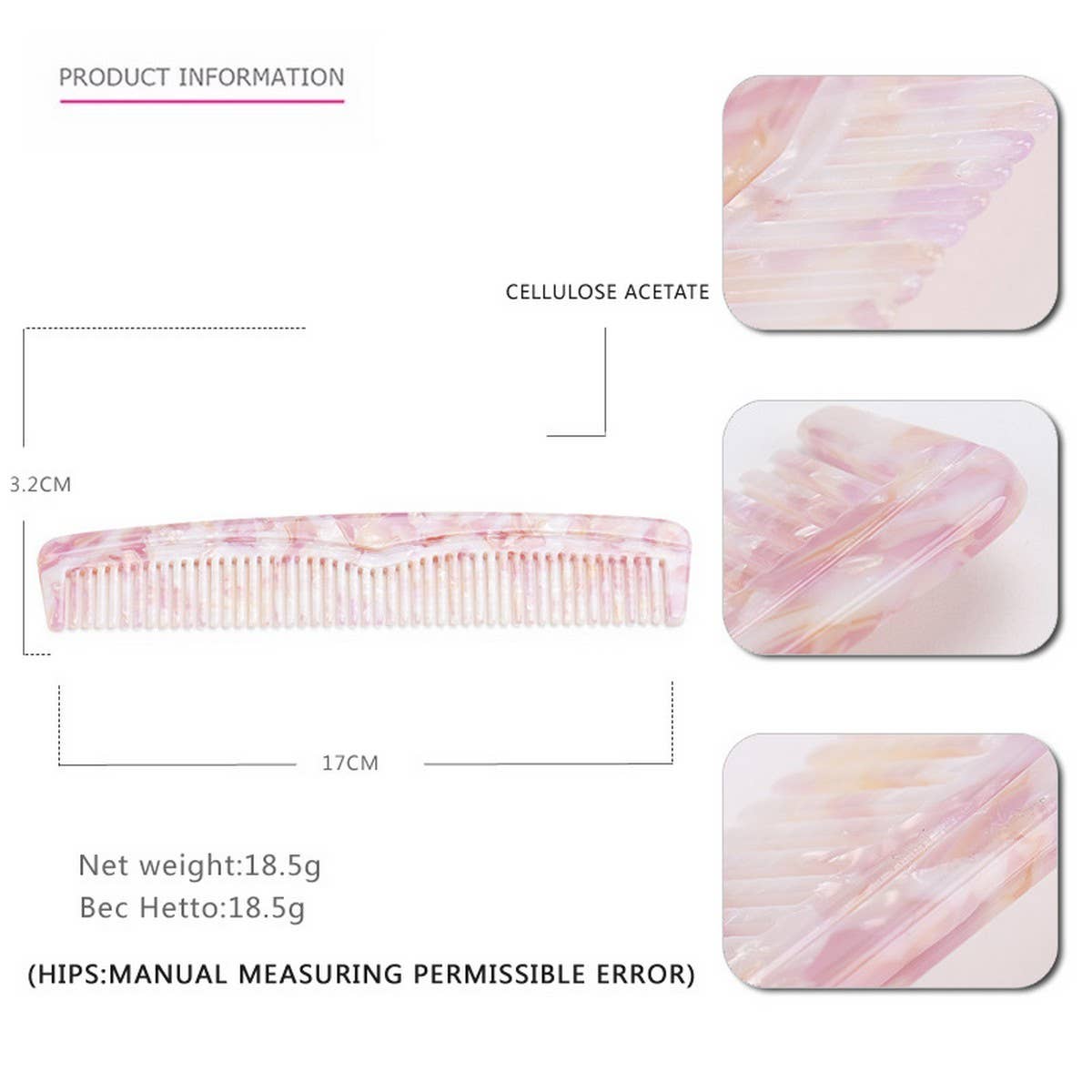 GRADIENT TEETH HAIR COMB LONG COMB 4.0MM THICKCOMB