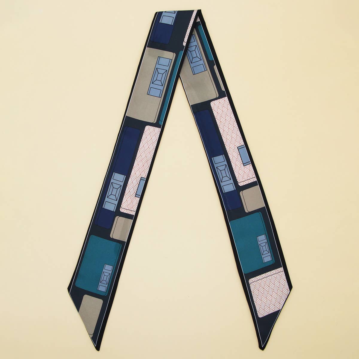 Floral Letter Skinny Twilly Scarf for Hair & Bag