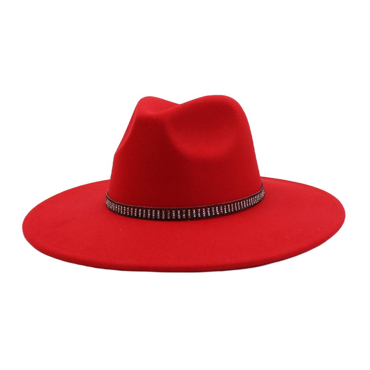 Unisex Wool Fedora Hat Ethnic Flat Brim Style_CWAH04377