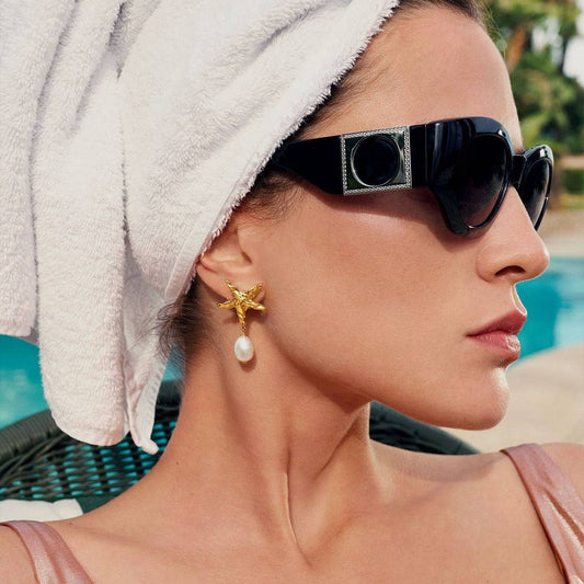 Fashion Star Pearl Earrings Stainless Steel Coated_CWAJE4999