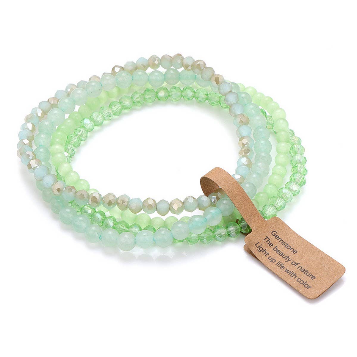 CWAJE4304_GLASS BEAD STONE BEADED FOUR-PIECE BRACELET