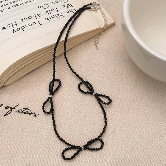 NEW STYLE BEADED BOW SIMPLE CLAVICLE NECKLACE_CWAJE3074