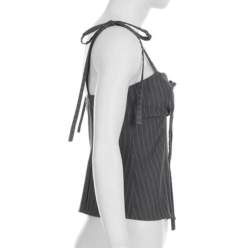 Striped irregular slim-fit suspenders