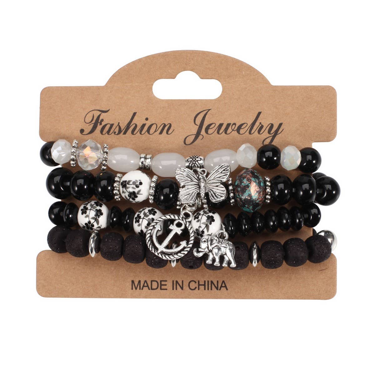 CWMM10444_BOHO BUTTERFLY ANCHOR ELEPHANT LAYERED BRACELETS