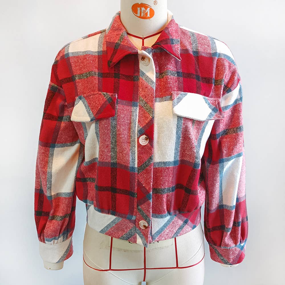 SINGLE BREASTED PLAID COAT WITH LAPEL