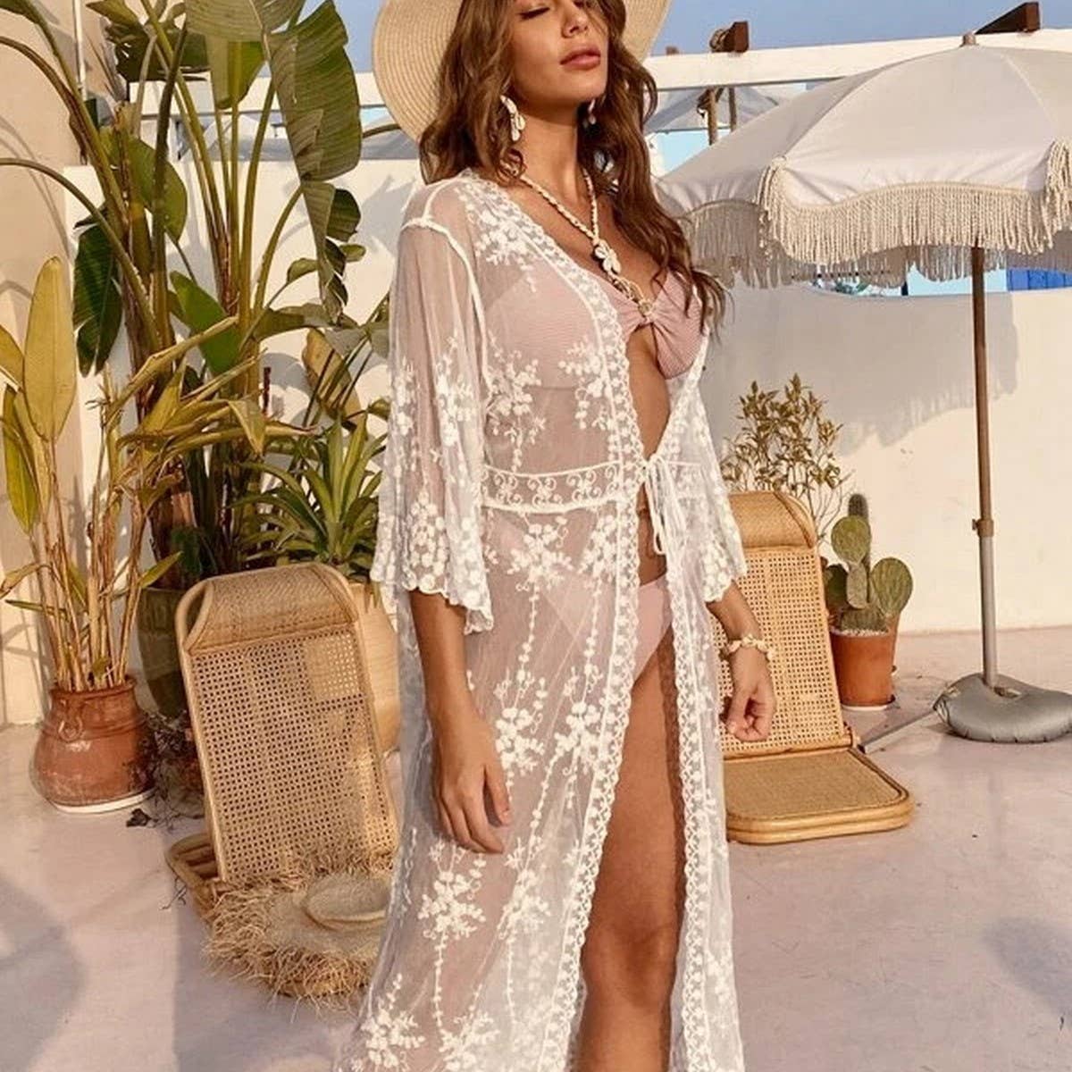 LACE SWEET BIKINI BEACH SWIMSUIT COVER UP