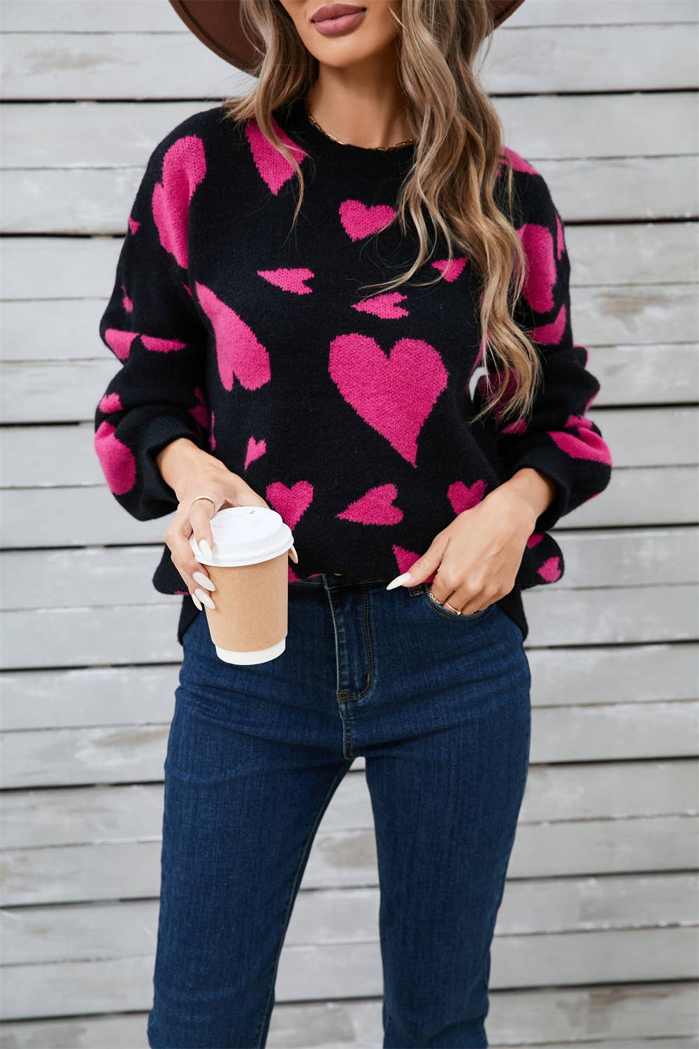 VALENTINE HEART SWEATER CREWNECK PULLOVER SWEATER