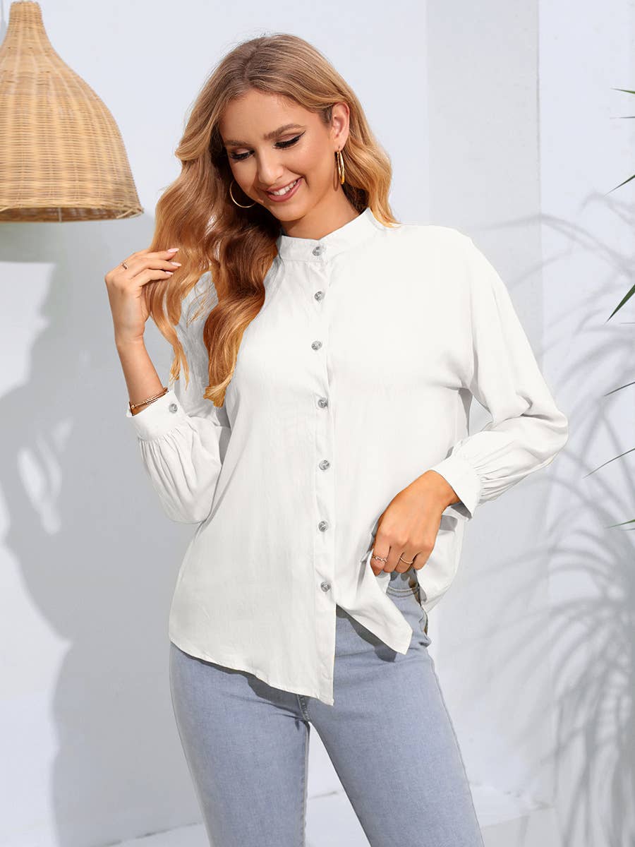 SOLID COLOR LONG SLEEVE SHIRT CARDIGAN TOP