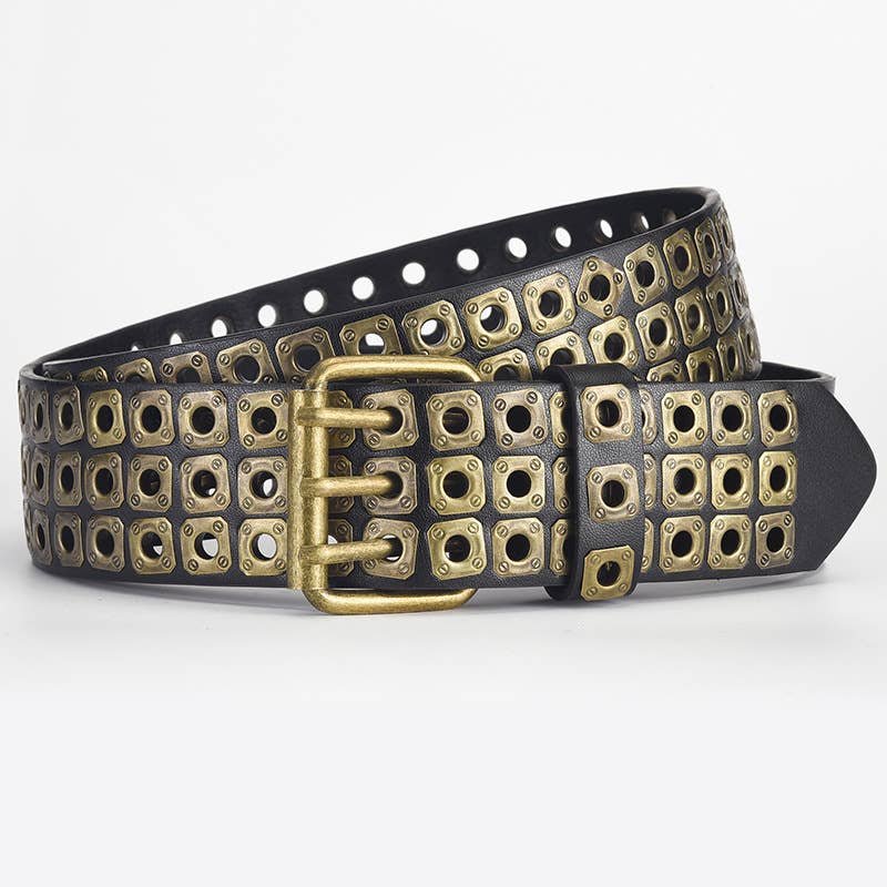 LIUDING HOLLOW AIR EYE PUNK STYLE PU BELT