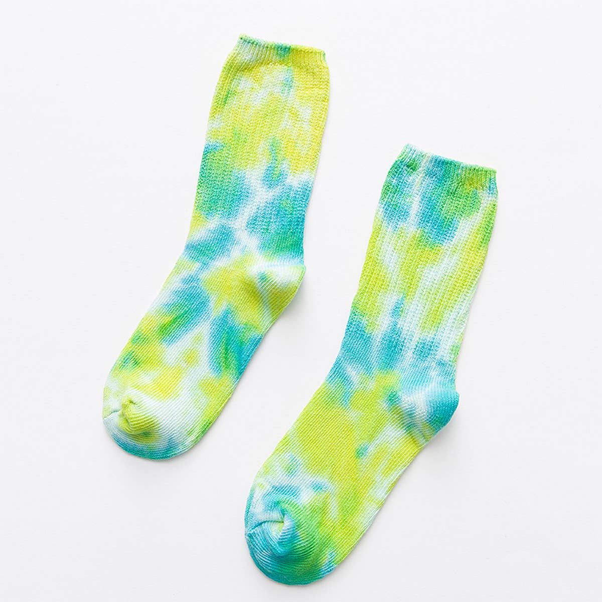 WOMEN DOUBLE-NEEDLE TIE-DYEING MID-TUBE SOCKS