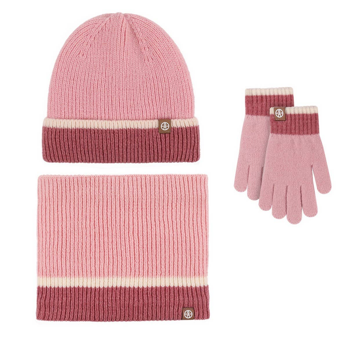 WINTER CHILDREN'S KNITTED COLOR MATCHING SCARF SET