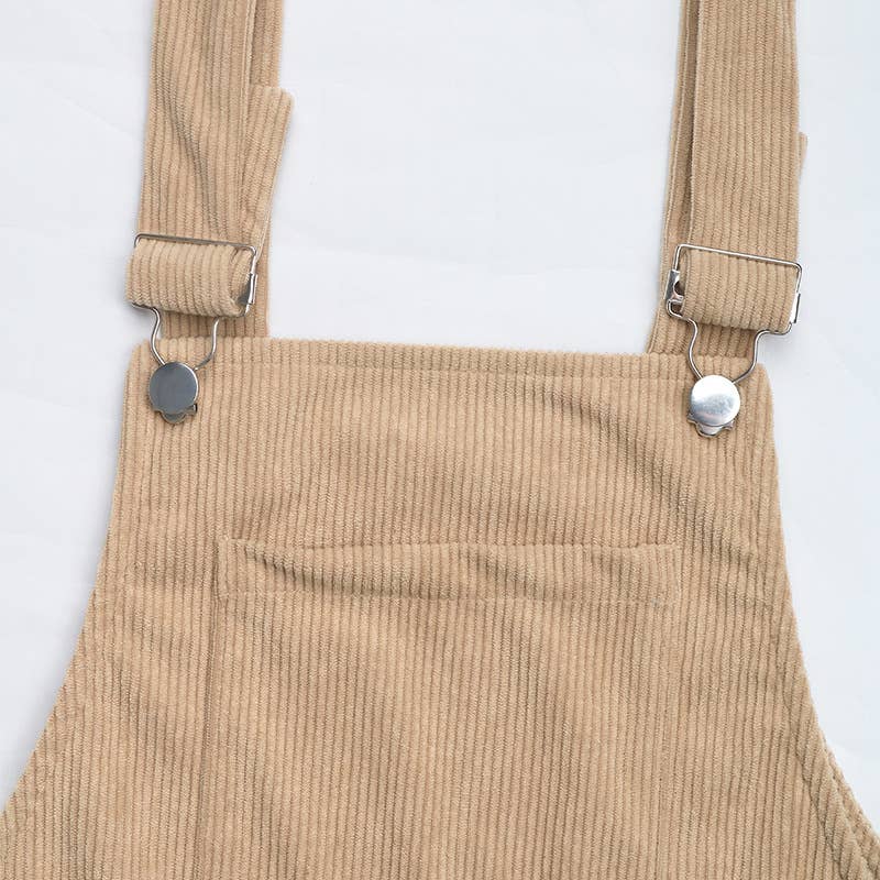 Solid-color casual corduroy strappy dress