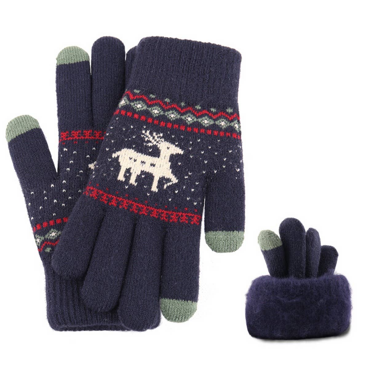 NEW JACQUARD DOUBLE-LAYER DEER TOUCH SCREEN GLOVES_CWAG0239