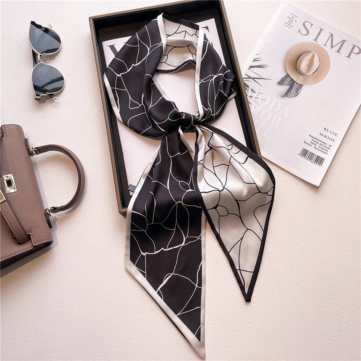 Skinny Silk Scarf for Hair, Neck or Bag Wrap_CWASC1512🎗️