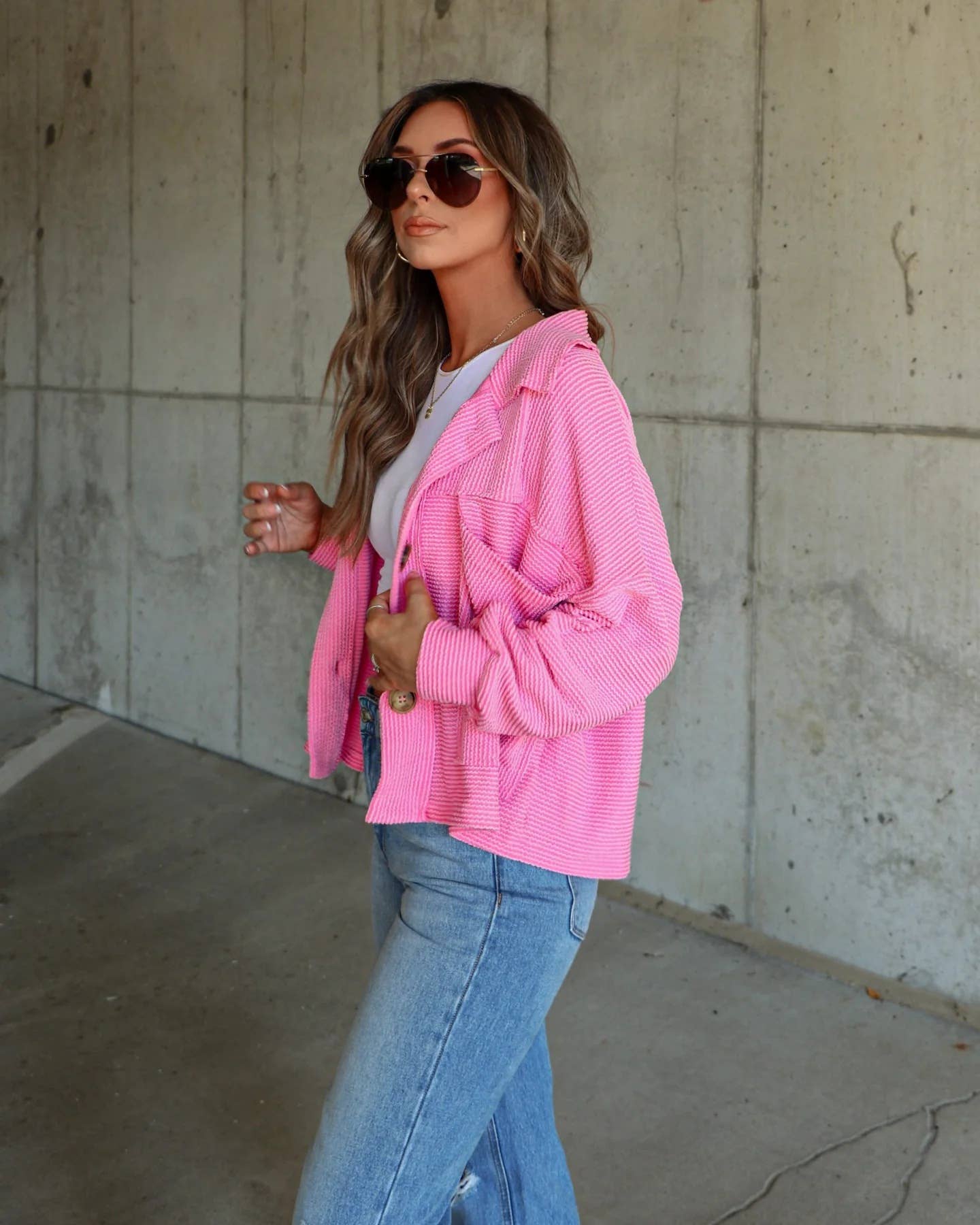 Striped single-breasted long-sleeved jacket