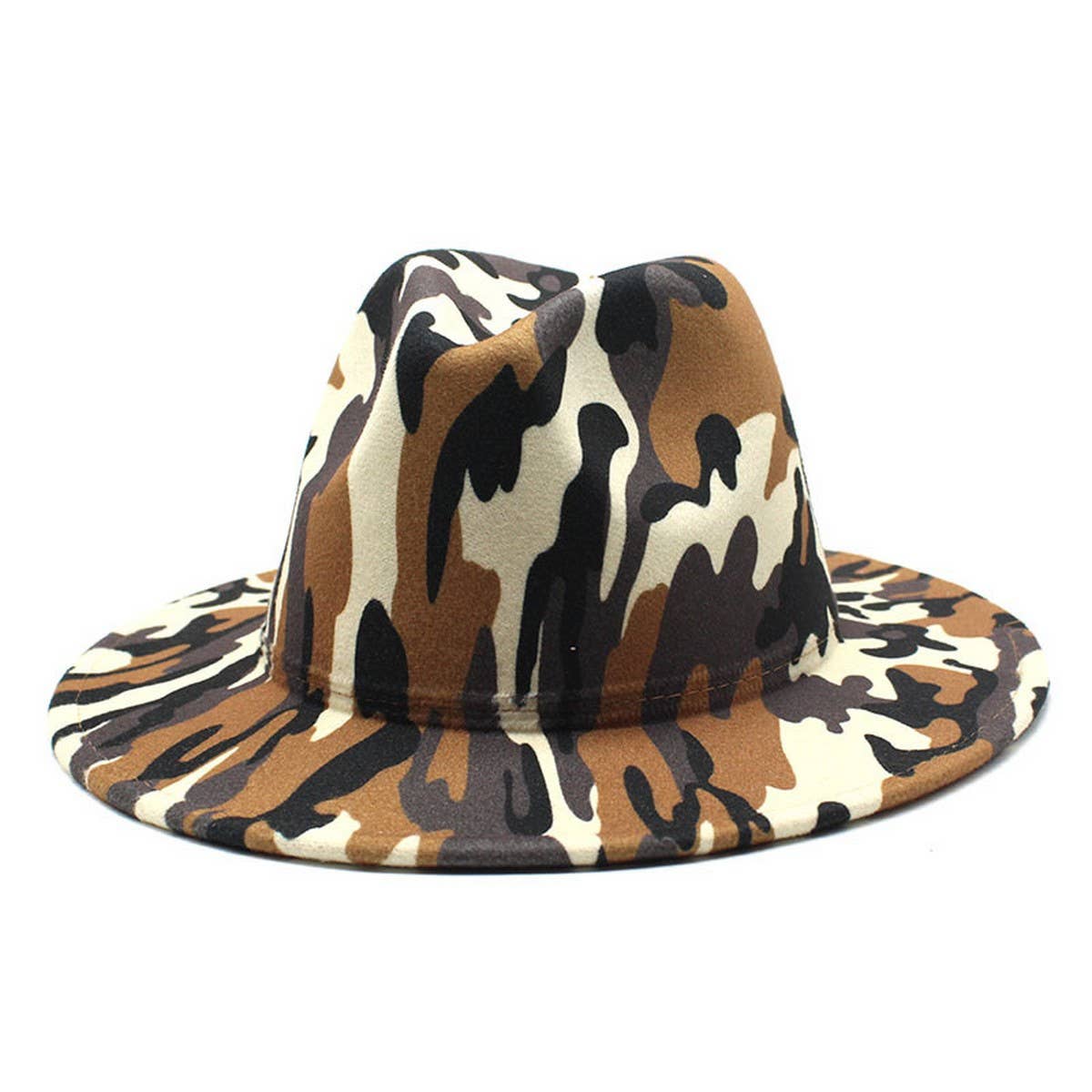 CAMOUFLAGE STRIPED TWEED WIDE BRIM HAT JAZZ HAT_CWAH2560