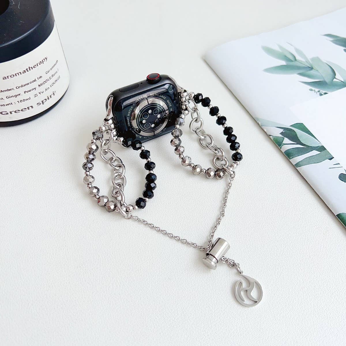 APPLE WATCH 9 STAINLESS STEEL BEADED BRACELET STRAP_CWWW0065