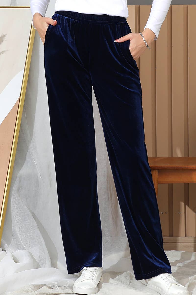 CWBLP417_WAIST BAND CASUAL VELVET LONG PANTS WITH POCKETS