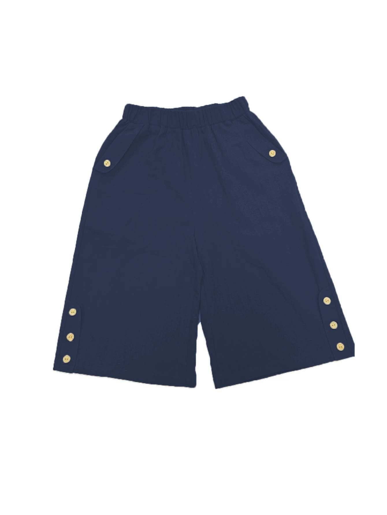 Plain cotton and linen shorts with elastic waists