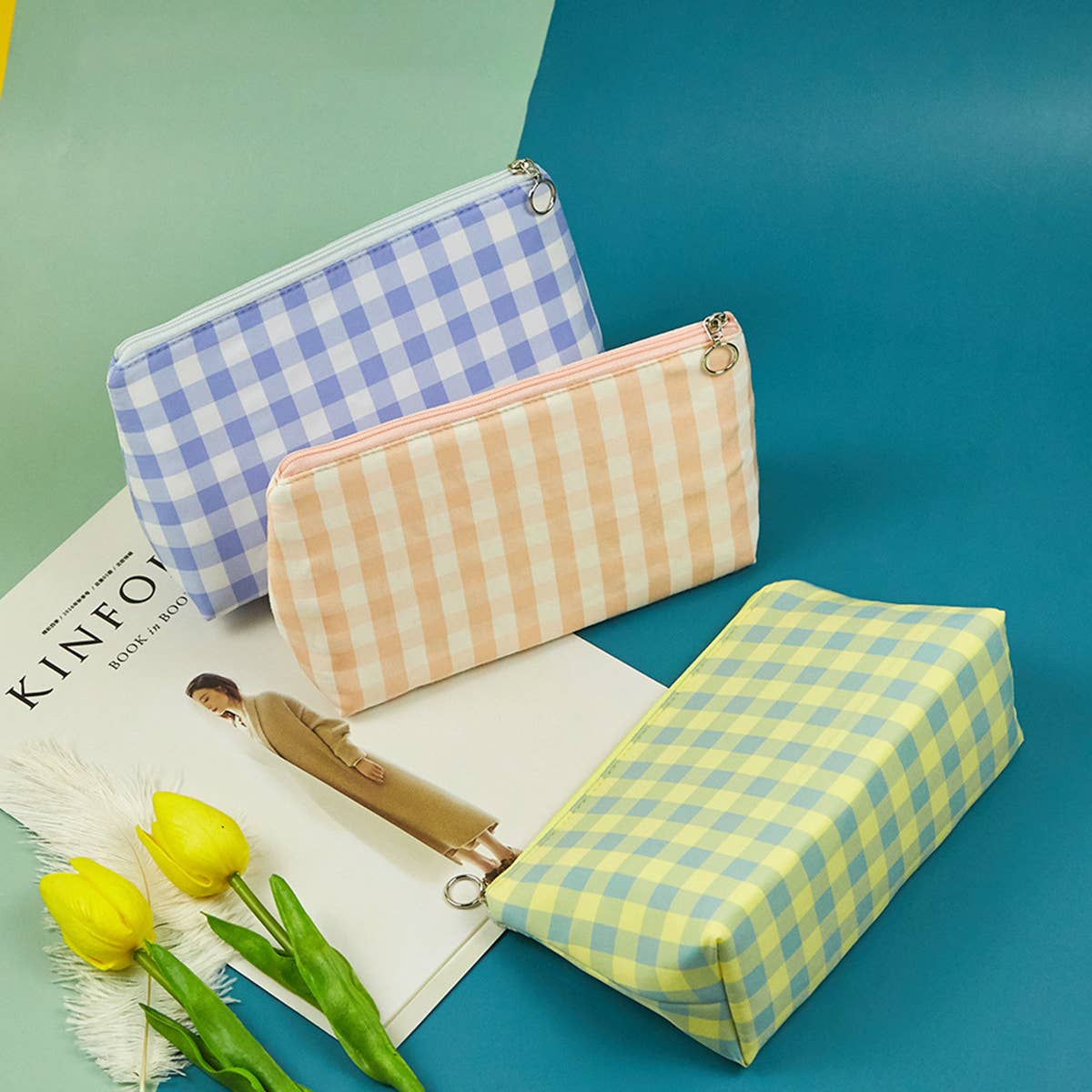 SIMPLE PLAID TOILETRY BAG COSMETIC BAG_CWAB1848
