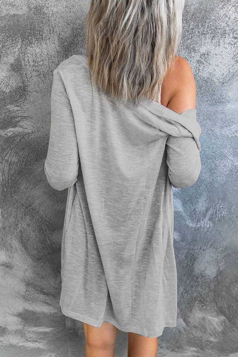 SOLID COLOR SINGLE-BREASTED MID-LENGTH CARDIGAN