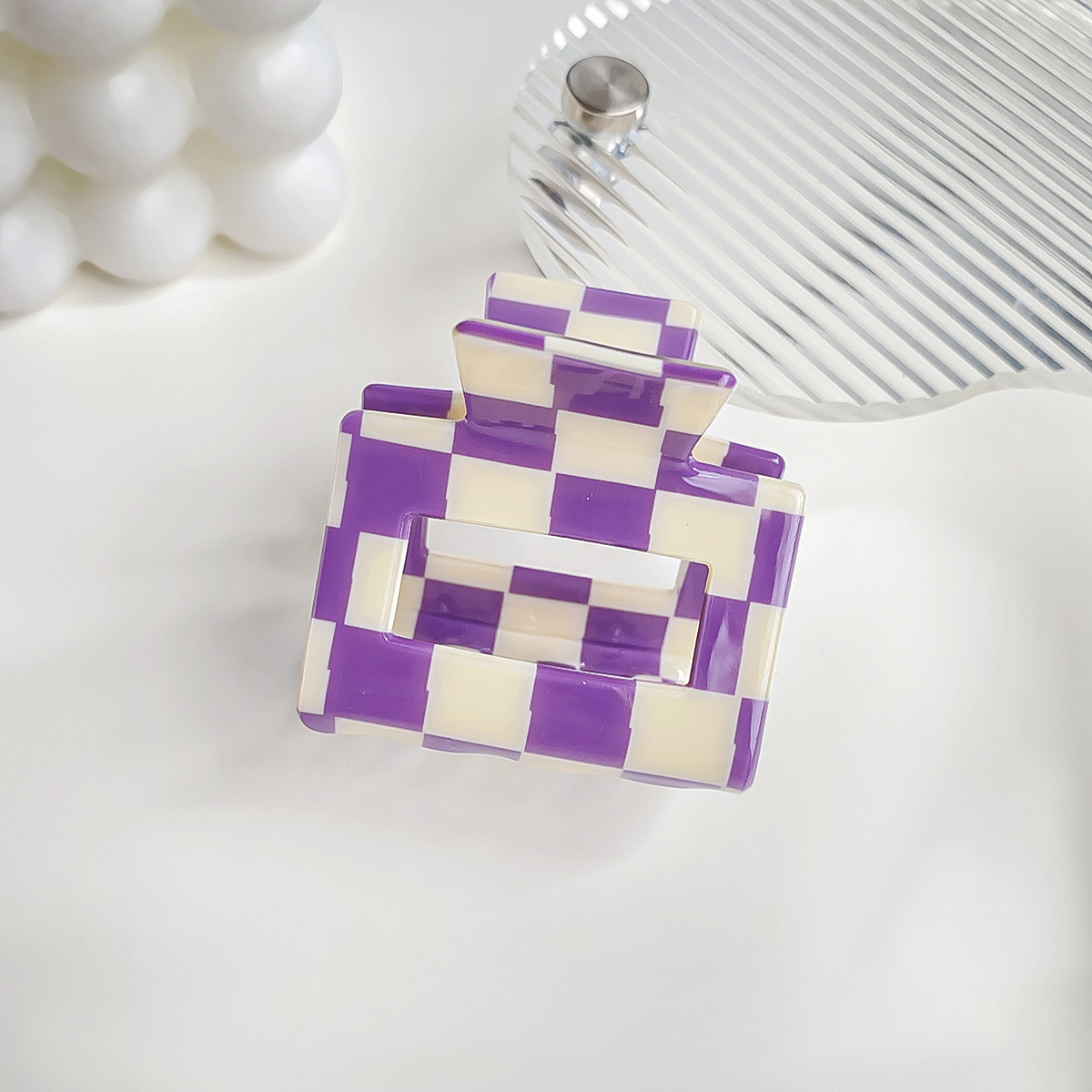 Checkerboard Hair Claw ??Candy Color Acetate Look_CWAHA0395