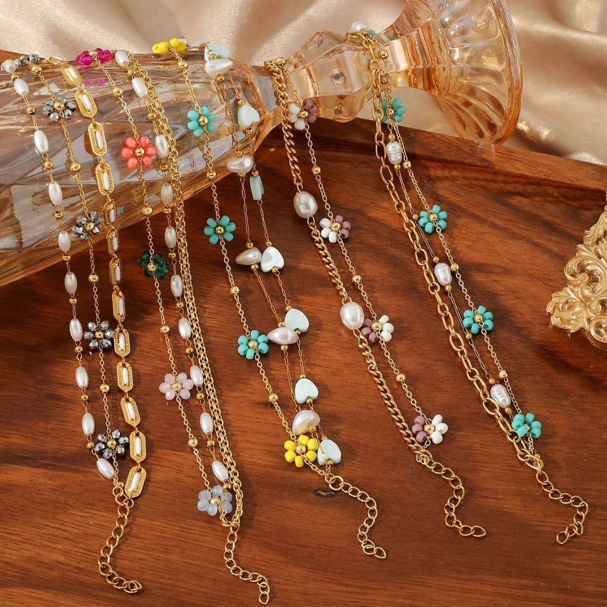 CRYSTAL PETALS 18K GOLD PLATED BRACELET