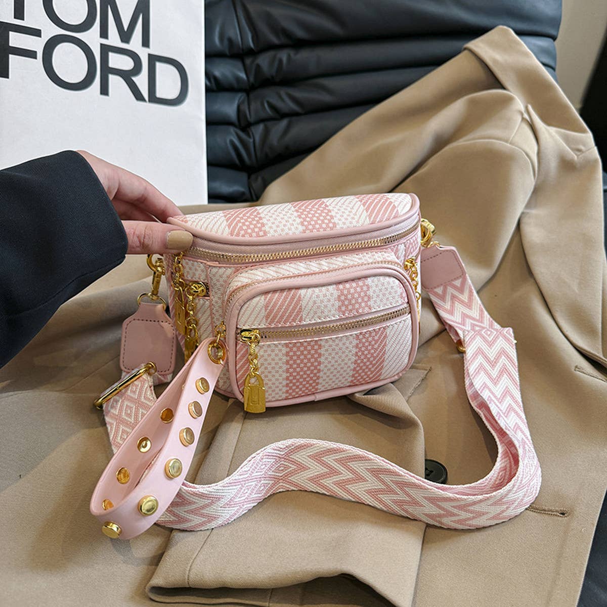 2024 NEW MULTI-LAYER ZIPPER RIBBON CHEST BAG_CWAB2086