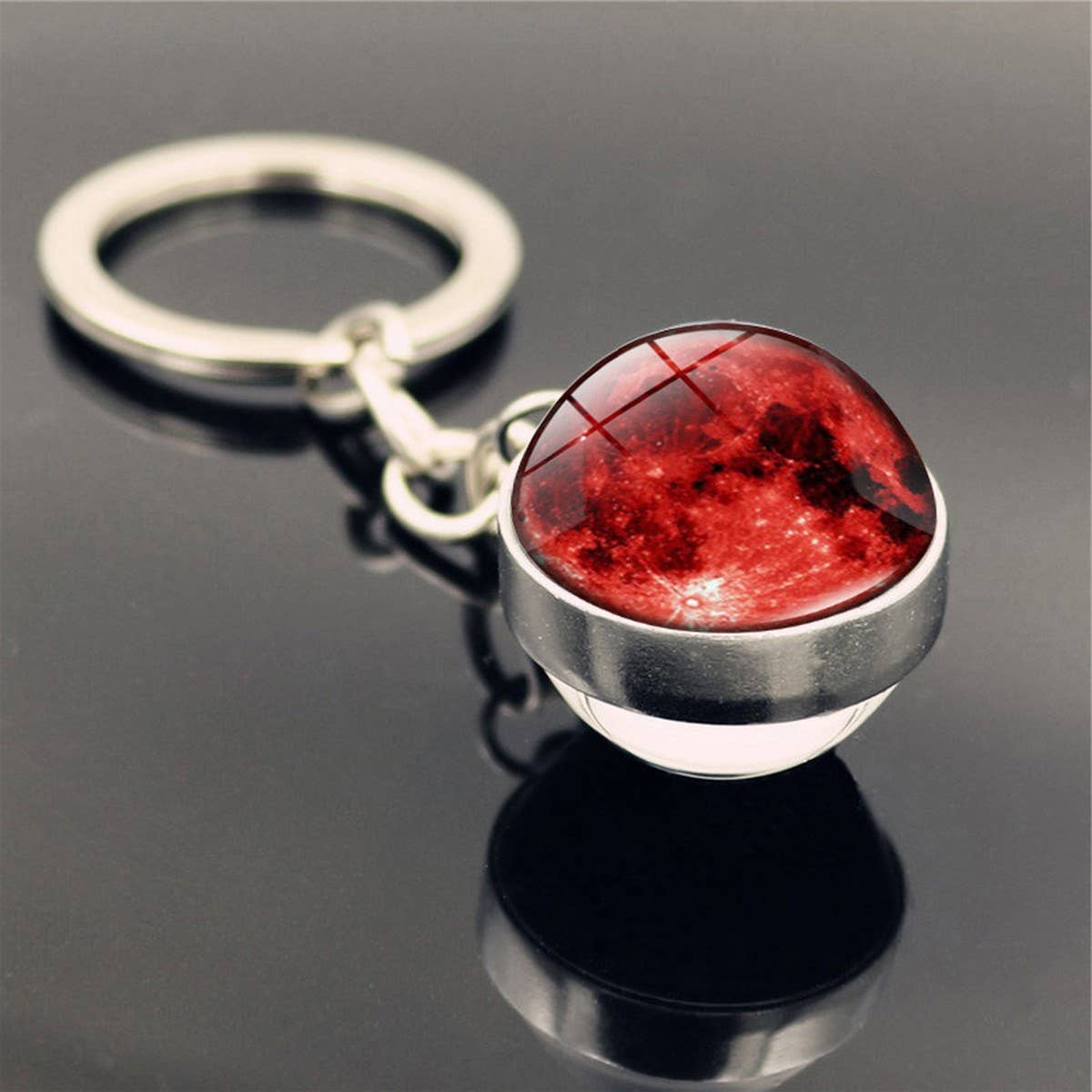 DOUBLE SIDED GLASS BALL KEYCHAIN PENDANT JEWELRY