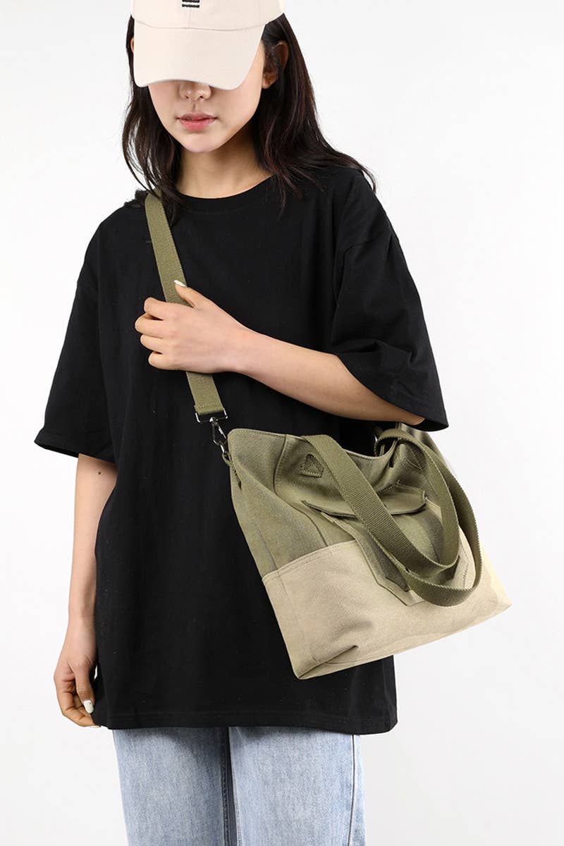 BIG POCKET CANVAS CROSS BODY SHOPPER BAG_CUAB0098