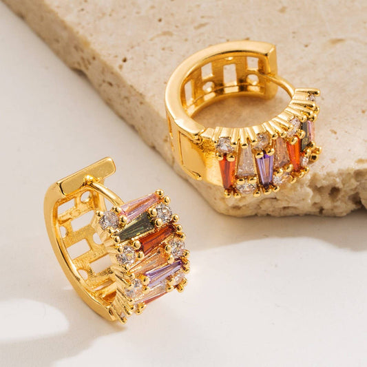 Colorful Gold-Plated Hoop Earrings Luxury Design