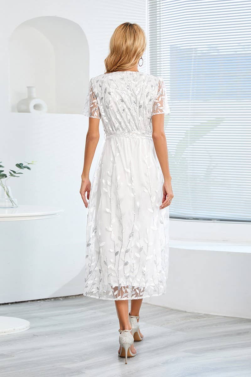 CWDMD1468_V-NECK SHORT SLEEVED DRESS