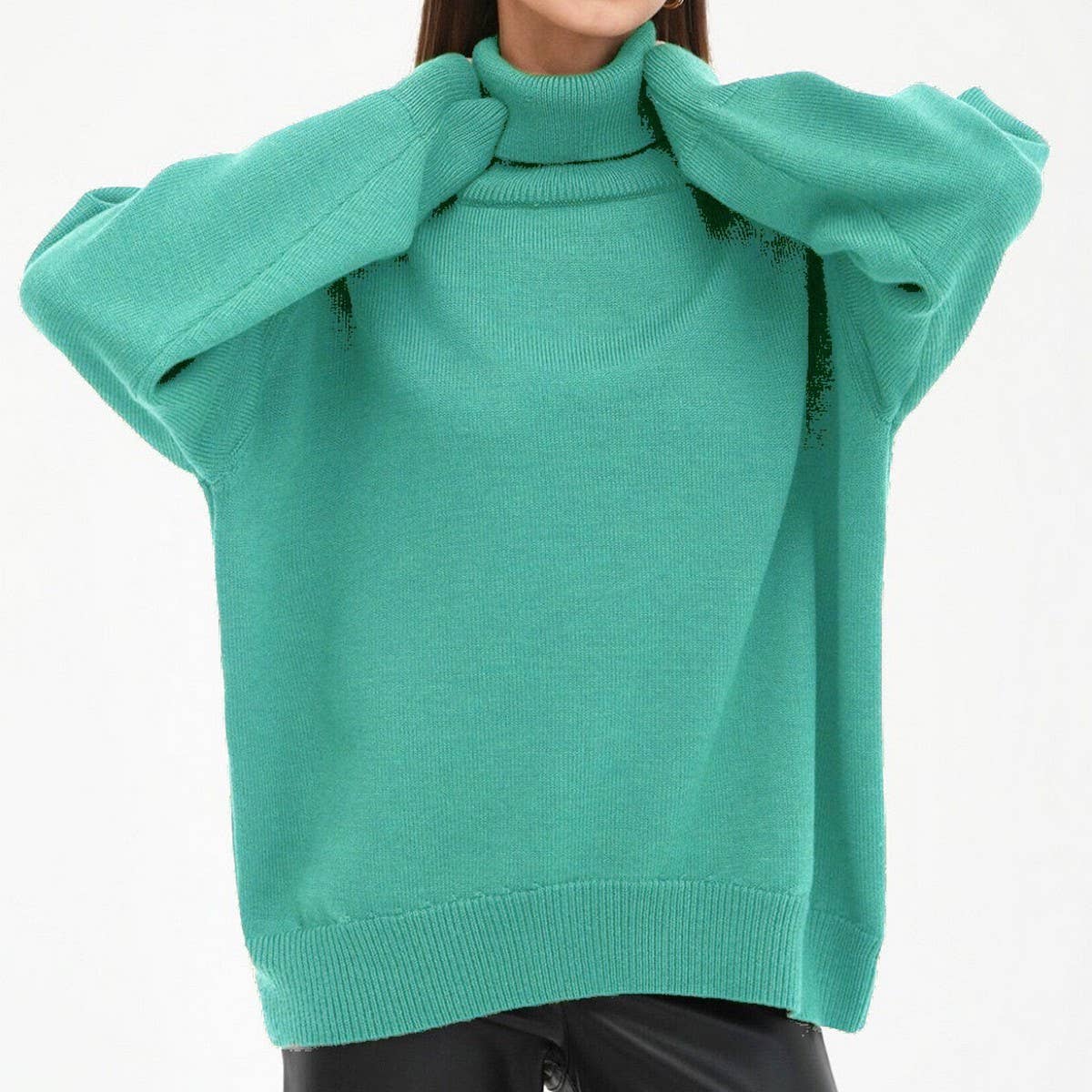 Women's Solid Turtleneck Knit Sweater