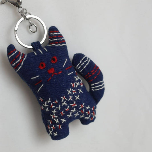 Hand-Embroidered Starry Cat Plush Charm