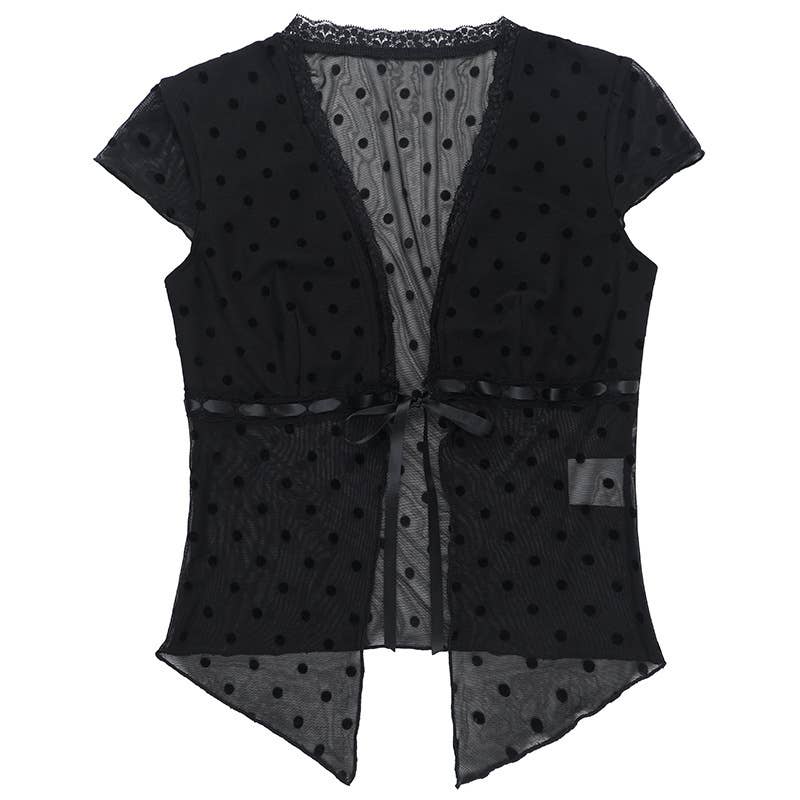 Sexy Polka Dot Loose Short Sleeve Cardigan