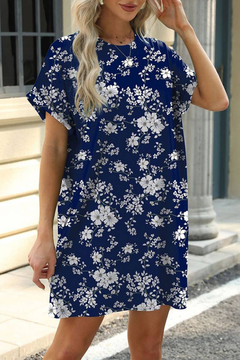 CWDSD7437_SUMMER NEW LOOSE PRINT POCKET DRESS