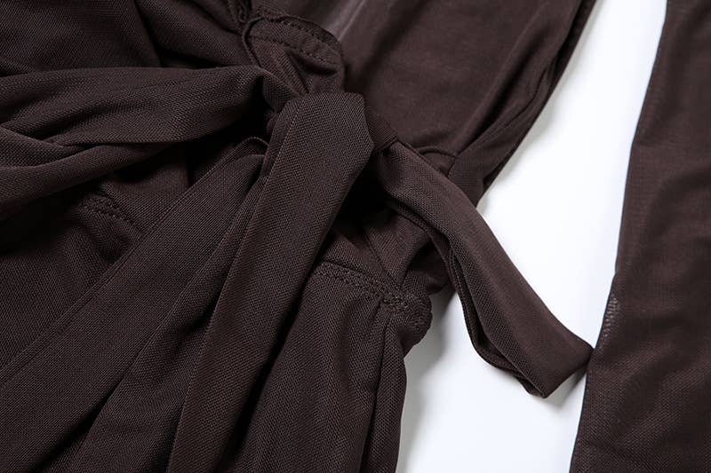 Sexy V-Neck Sheer Backless Strap Bodycon Skirt