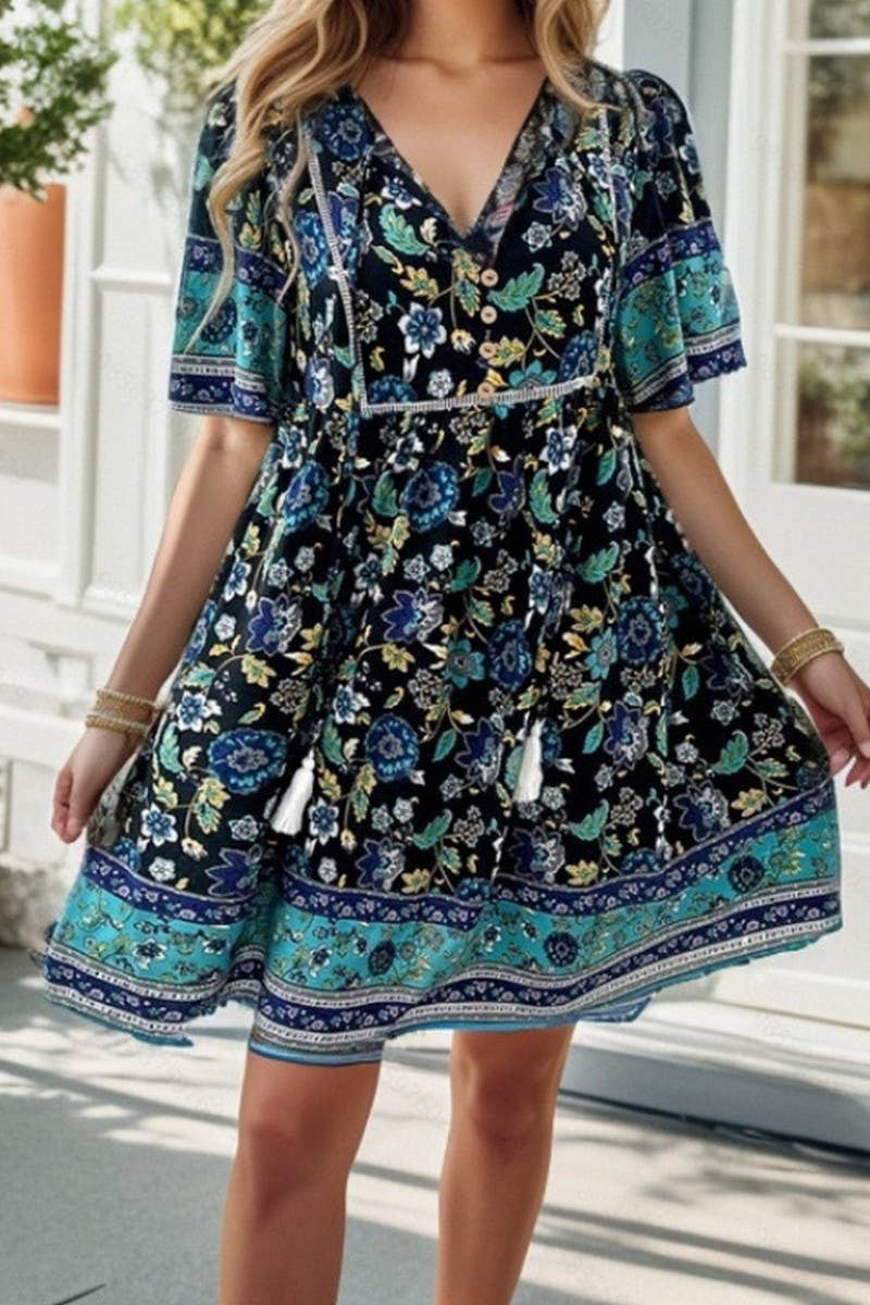 CWDSD8230_SPRING AND SUMMER LEISURE RESORT PRINT DRESS