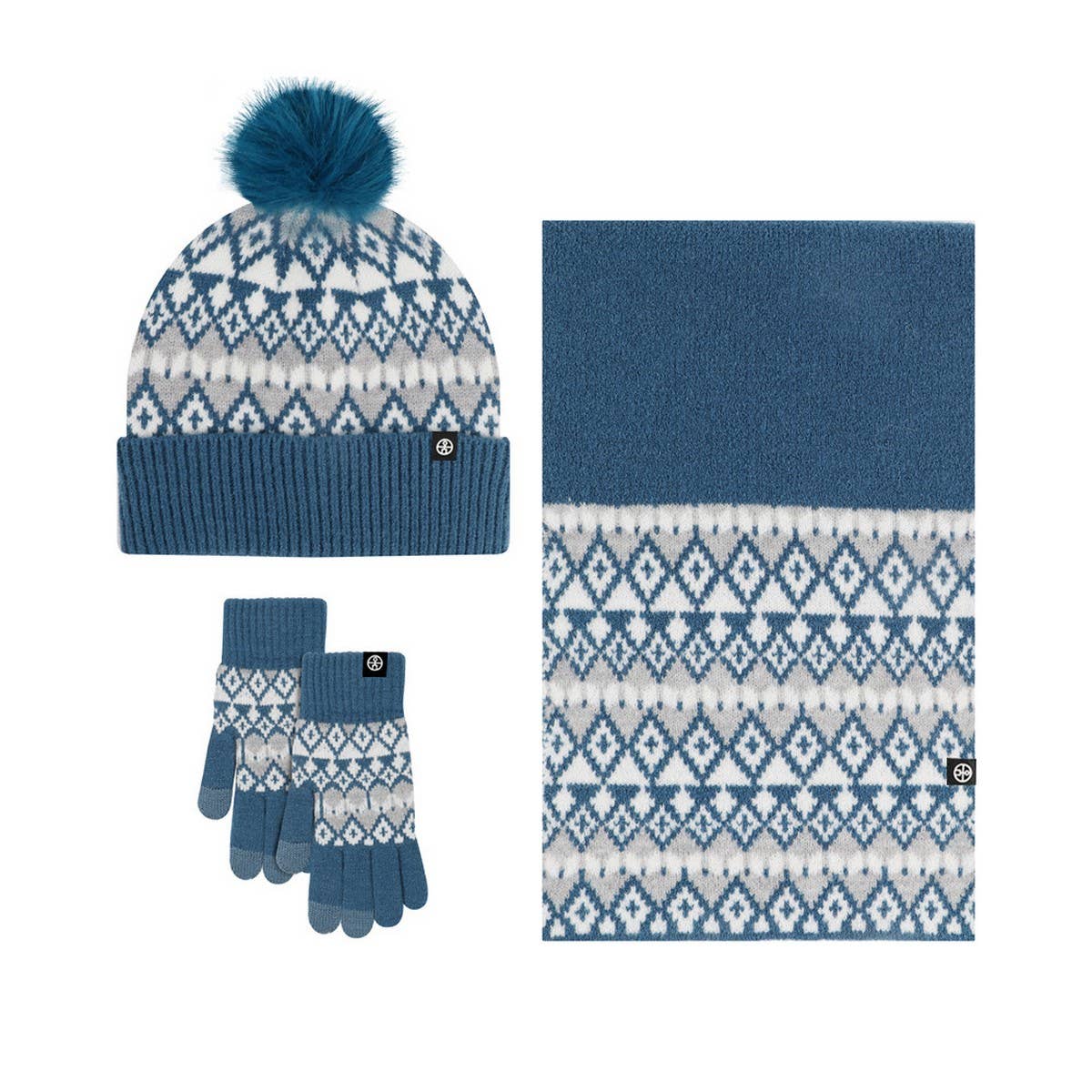 WINTER WARM JACQUARD KNITTED HAT 3-PIECE SET