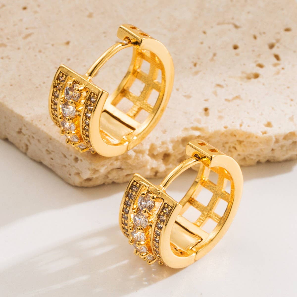 Geometric Copper Stud Earrings Stylish Minimalist