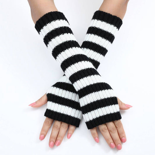 WARM COLOR-BLOCK STRIPED WOOL GLOVES_CWAG0094
