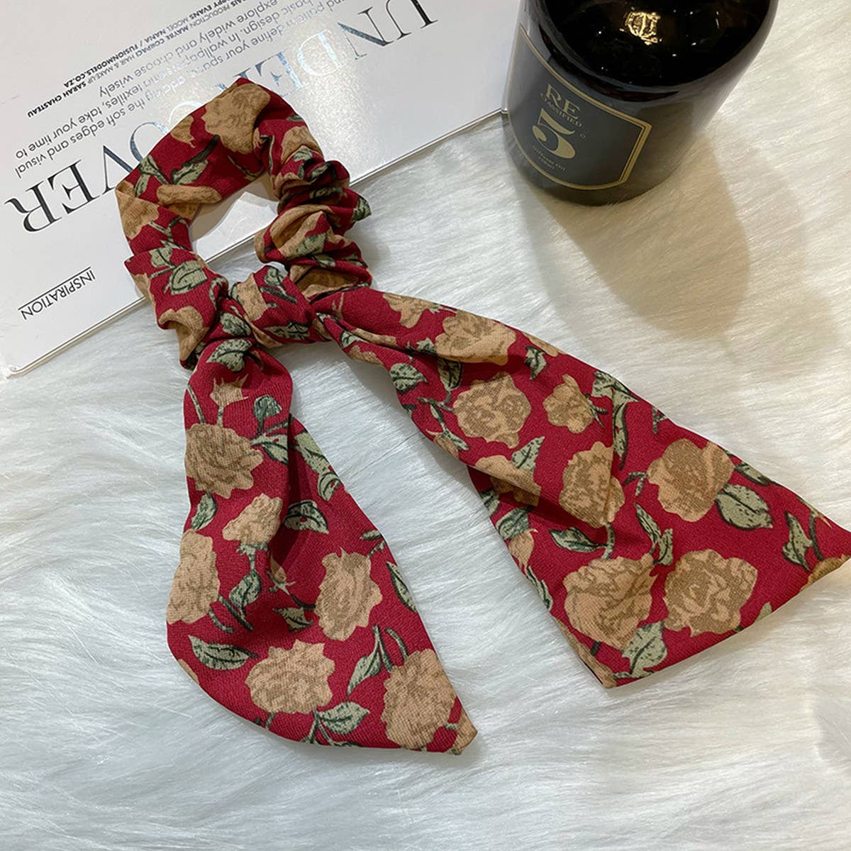 WOMEN FLORAL RIBBON HAIR ROPE_CWAHA0760